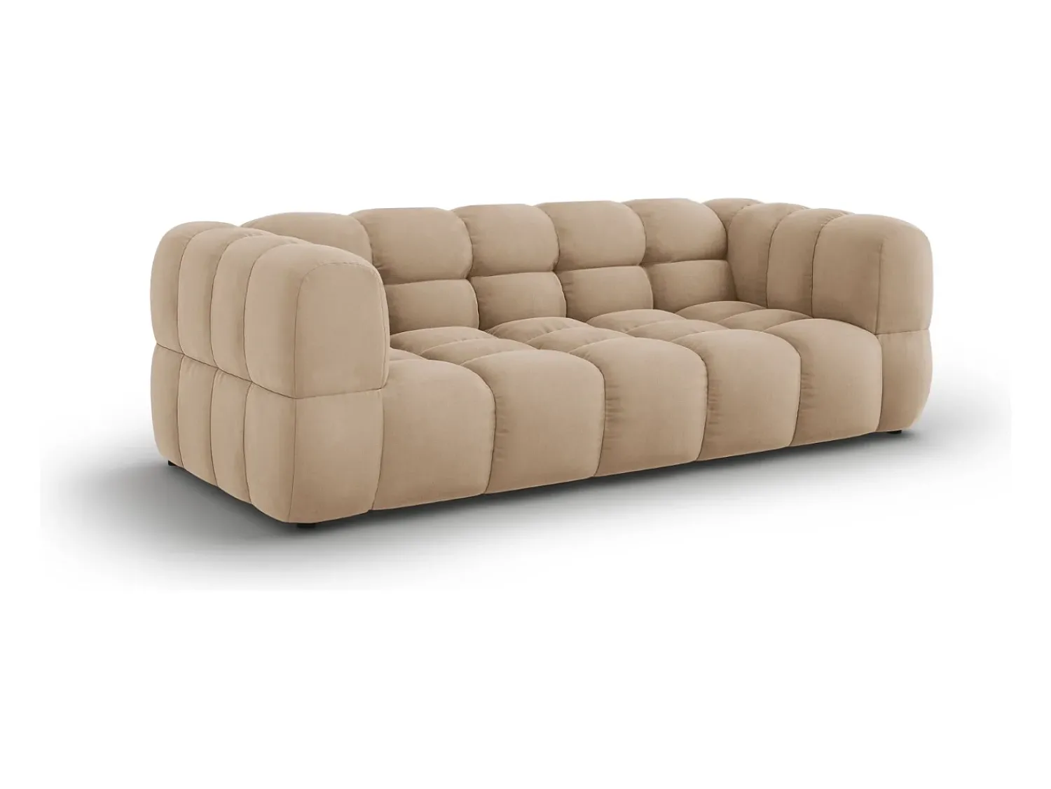 Cosmopolitan Design - Sofá "Sky" 3 lugares em veludo areia - 214x102x75cm^ Sofá
