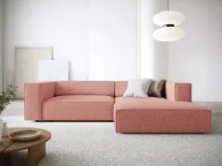 Online Cosmopolitan Design - Sofá de canto direito "Arendal" 3 lugares em tecido chenille - 224x166x70cm Rosa