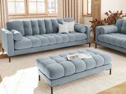 Sofá*Cosmopolitan Design - Sofá "Bali" 4 lugares em veludo - 217x92x75cm Azul claro