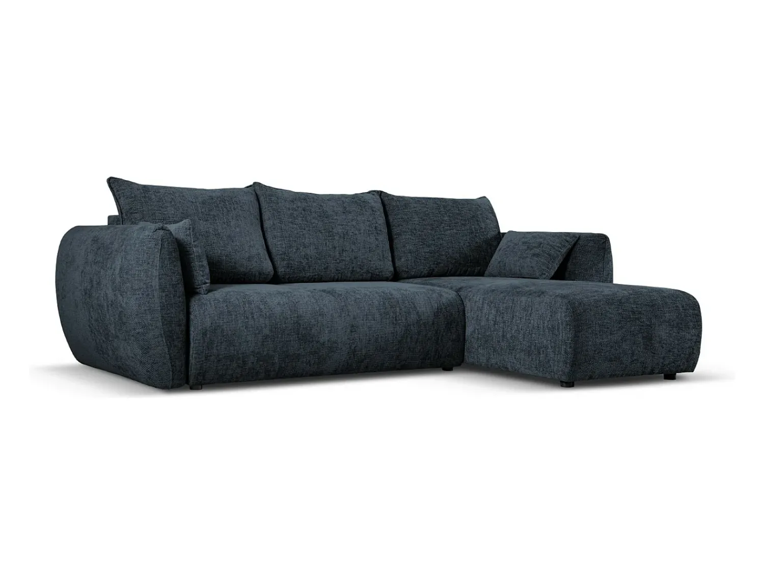 Cosmopolitan Design - Sofá convertível de canto direito com caixa de arrumação "Matera" 4 lugares em tecido chenille azul real - 253x173x86cm^ Sofá