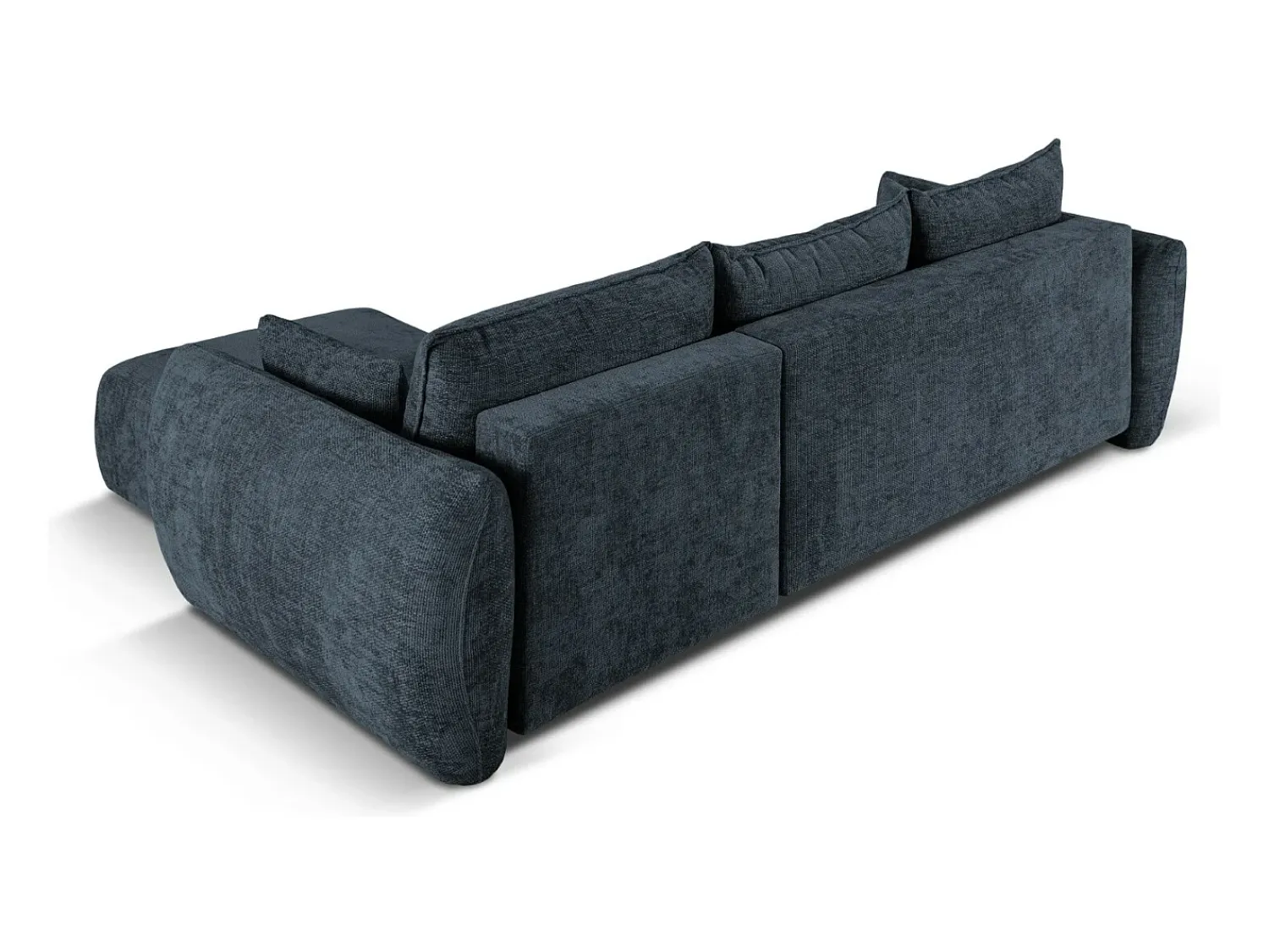 Cosmopolitan Design - Sofá convertível de canto direito com caixa de arrumação "Matera" 4 lugares em tecido chenille azul real - 253x173x86cm^ Sofá