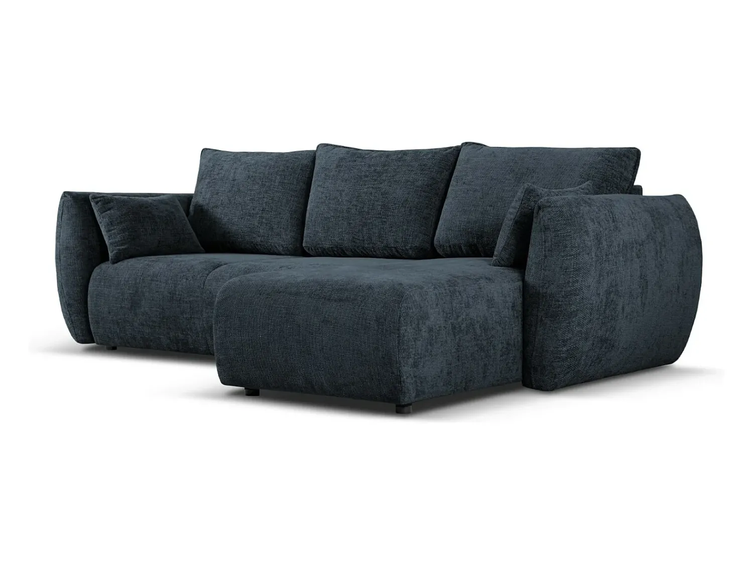 Cosmopolitan Design - Sofá convertível de canto direito com caixa de arrumação "Matera" 4 lugares em tecido chenille azul real - 253x173x86cm^ Sofá