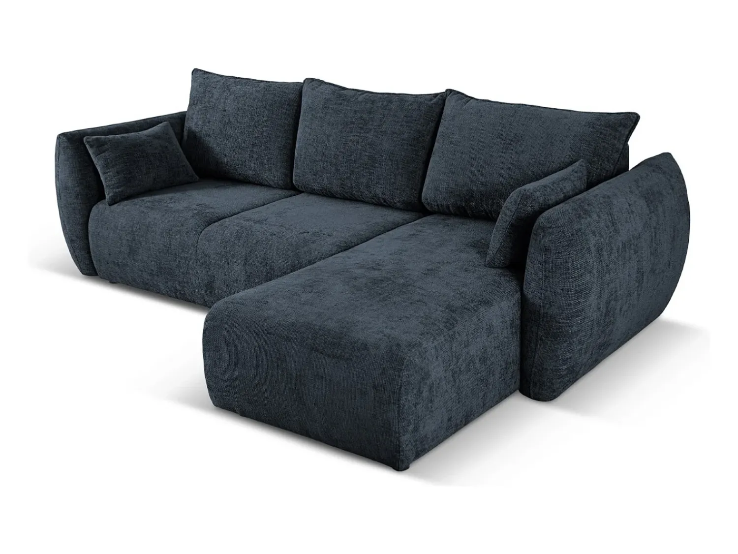 Cosmopolitan Design - Sofá convertível de canto direito com caixa de arrumação "Matera" 4 lugares em tecido chenille azul real - 253x173x86cm^ Sofá