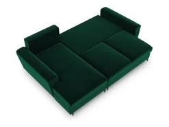 Sofá|Cosmopolitan Design - Sofá convertível de canto esquerdo com caixa de arrumação "Kyoto" 4 lugares em veludo verde garrafa - 241x145x88cm Verde pinho