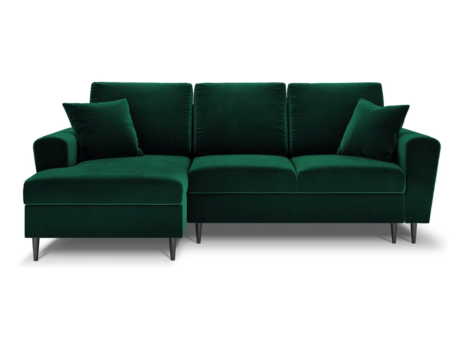Sofá|Cosmopolitan Design - Sofá convertível de canto esquerdo com caixa de arrumação "Kyoto" 4 lugares em veludo verde garrafa - 241x145x88cm Verde pinho