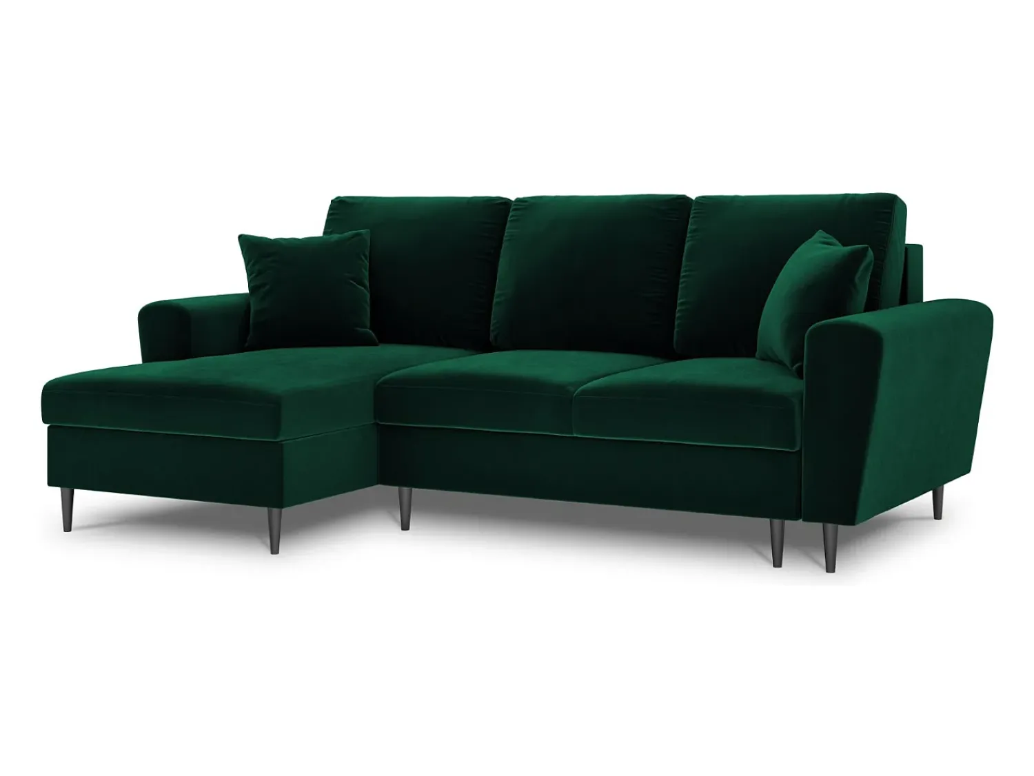 Sofá|Cosmopolitan Design - Sofá convertível de canto esquerdo com caixa de arrumação "Kyoto" 4 lugares em veludo verde garrafa - 241x145x88cm Verde pinho