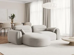 Sofá|Cosmopolitan Design - Sofá modular de canto esquerdo "Sydney" 3 lugares em veludo claro - 230x165x70cm Bege