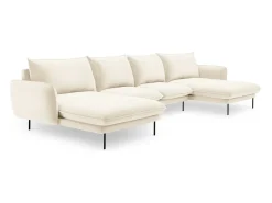 Best Cosmopolitan Design - Sofá panorâmico "Vienna" 6 lugares em veludo claro - 350x170x95cm Bege