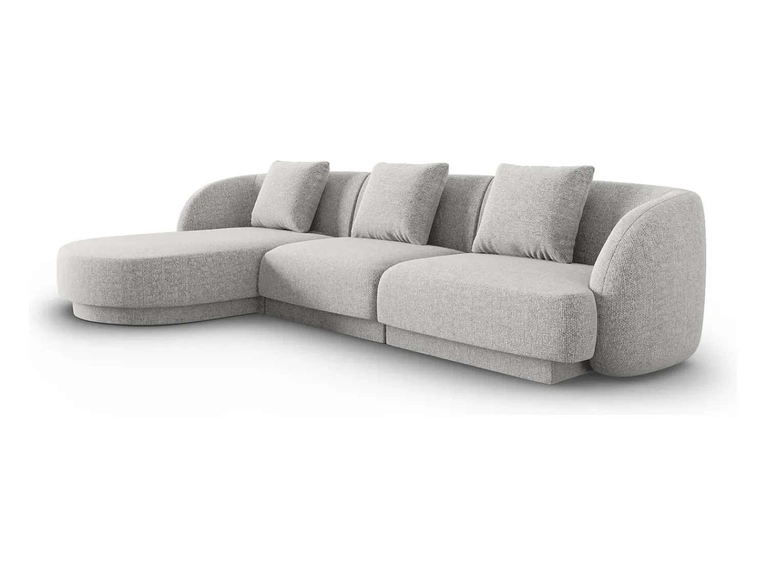 Cosmopolitan Design - Sofá de canto esquerdo "Tulum" 4 lugares em tecido chenille cinza claro - 255x156x70cm^ Sofá