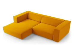 Sofá|Cosmopolitan Design - Sofá de canto esquerdo "Arendal" 3 lugares em veludo - 224x166x70cm Amarelo