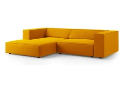 Sofá|Cosmopolitan Design - Sofá de canto esquerdo "Arendal" 3 lugares em veludo - 224x166x70cm Amarelo
