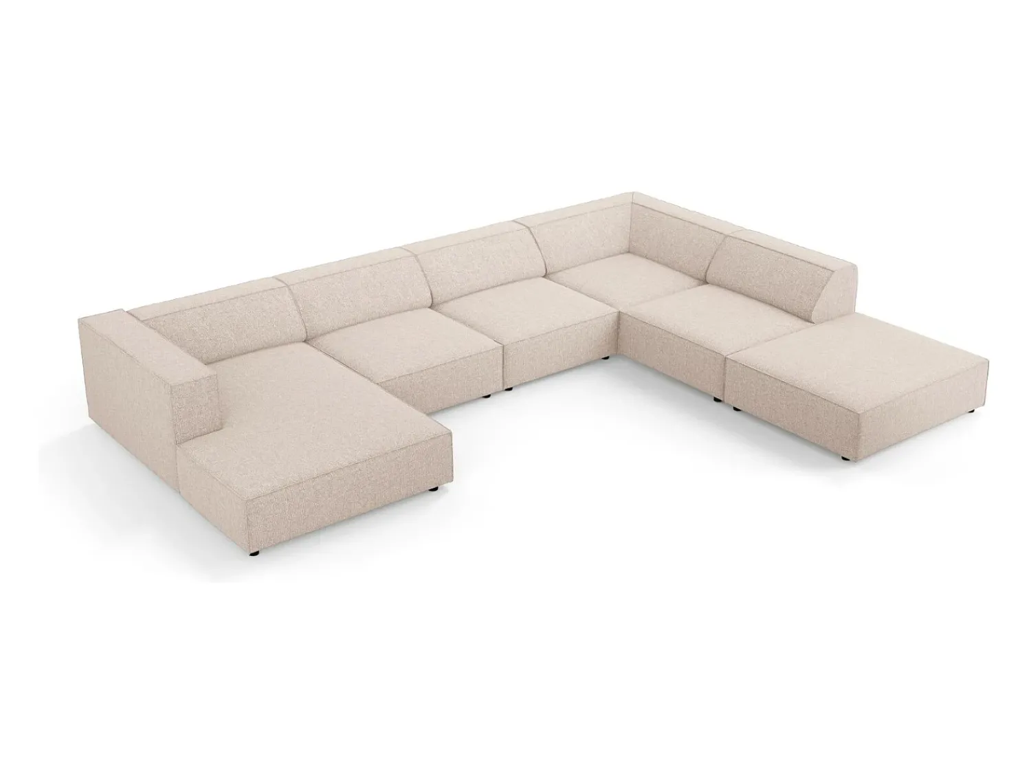 Cosmopolitan Design - Sofá de canto direito panorâmico "Arendal" 7 lugares em tecido chenille - 364x262x70cm^ Sofá