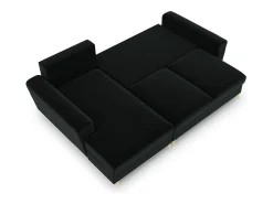 Sofá*Cosmopolitan Design - Sofá convertível de canto esquerdo com caixa de arrumação "Kyoto" 4 lugares em veludo - 241x145x88cm Preto
