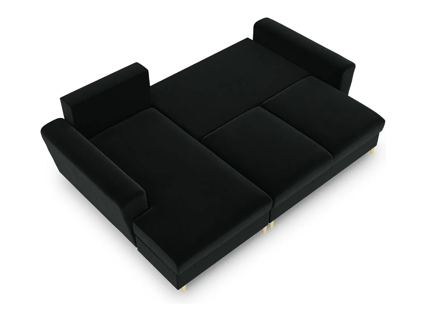 Sofá*Cosmopolitan Design - Sofá convertível de canto esquerdo com caixa de arrumação "Kyoto" 4 lugares em veludo - 241x145x88cm Preto