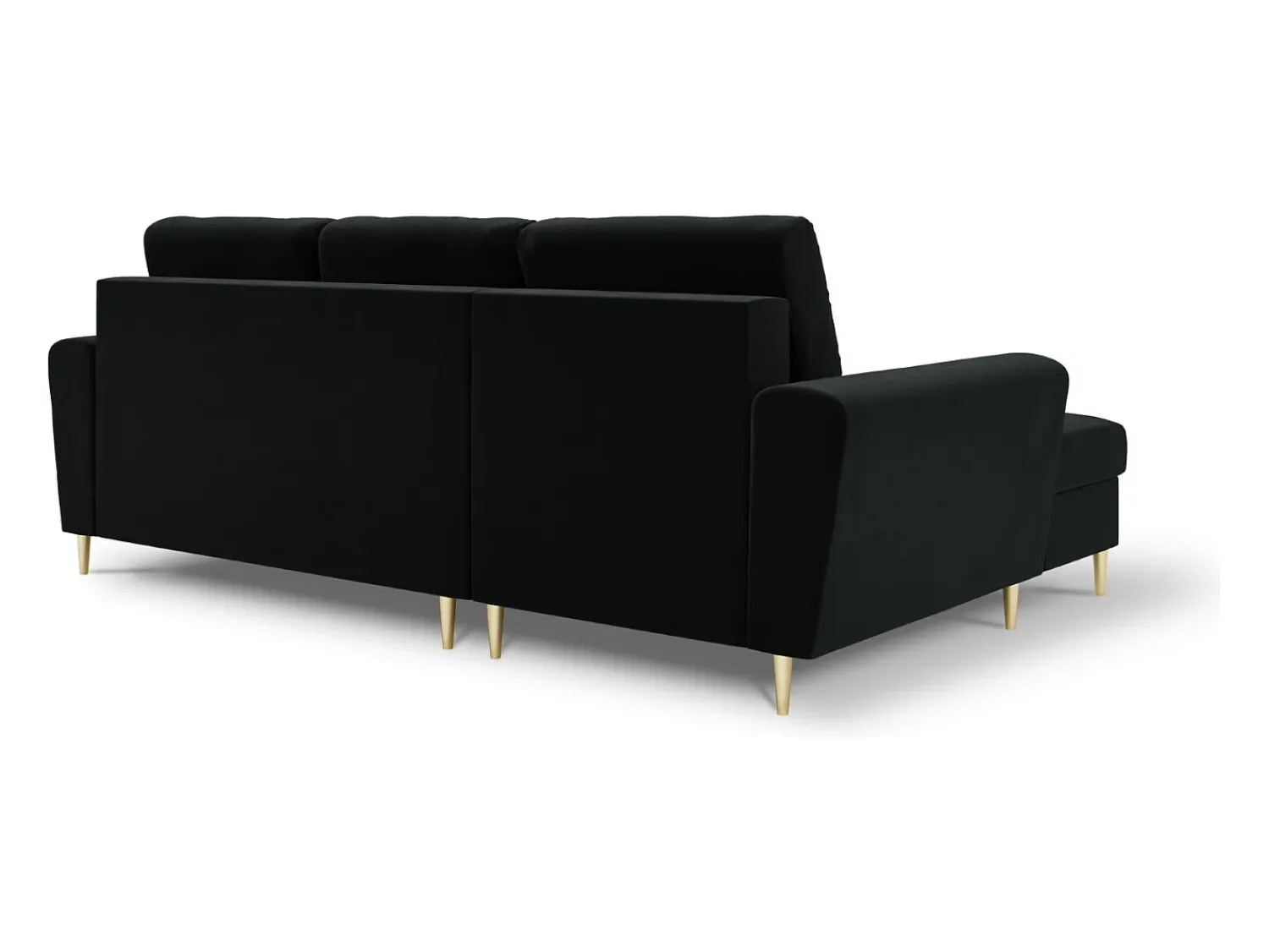 Sofá*Cosmopolitan Design - Sofá convertível de canto esquerdo com caixa de arrumação "Kyoto" 4 lugares em veludo - 241x145x88cm Preto