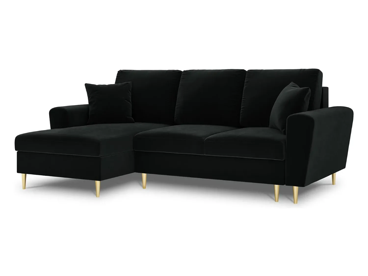 Sofá*Cosmopolitan Design - Sofá convertível de canto esquerdo com caixa de arrumação "Kyoto" 4 lugares em veludo - 241x145x88cm Preto