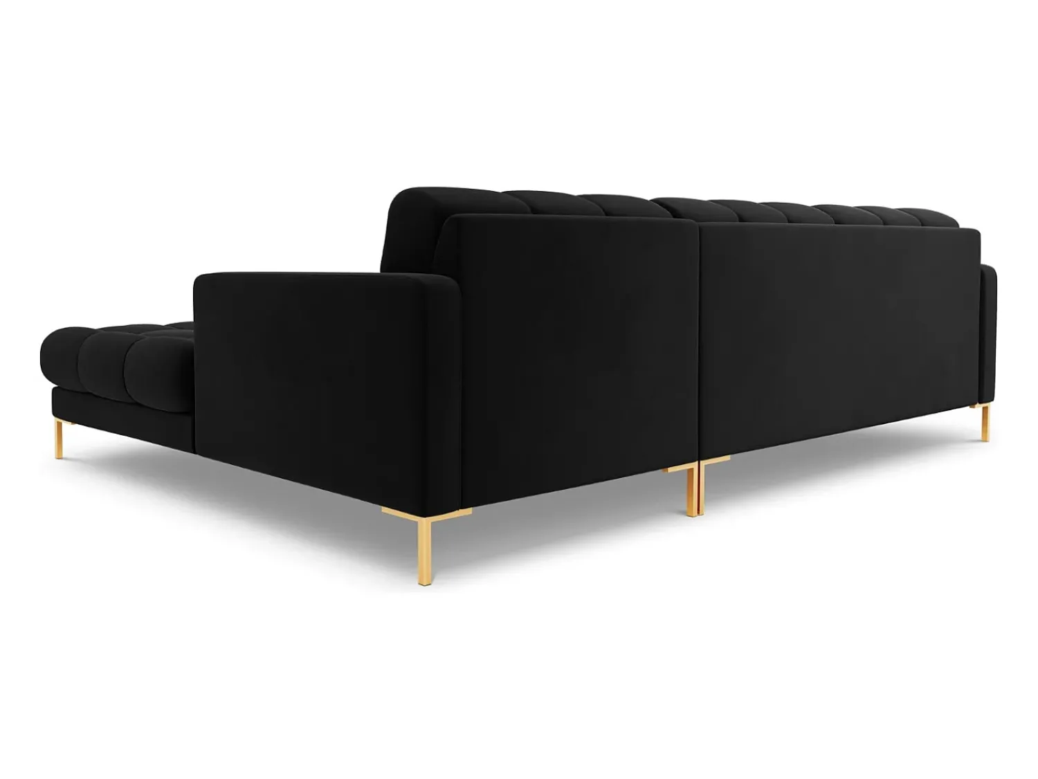 Sofá|Cosmopolitan Design - Sofá de canto direito "Bali" 5 lugares em veludo - 293x185x75cm Preto