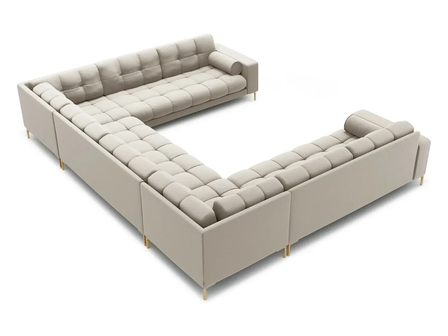 Sofá*Cosmopolitan Design - Sofá panorâmico "Bali" 9 lugares em tecido estrutural - 327x256x75cm Bege