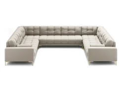 Sofá*Cosmopolitan Design - Sofá panorâmico "Bali" 9 lugares em tecido estrutural - 327x256x75cm Bege