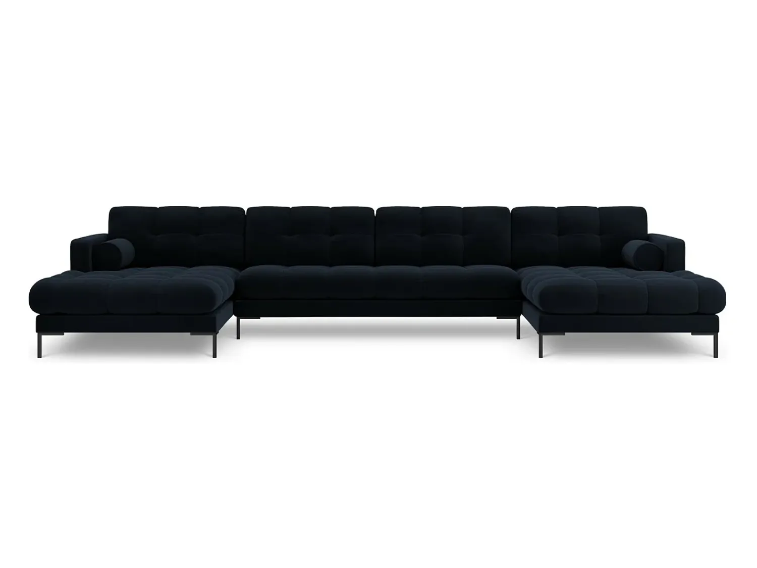 Sale Cosmopolitan Design - Sofá panorâmico "Bali" 7 lugares em veludo - 383x185x75cm Azul escuro