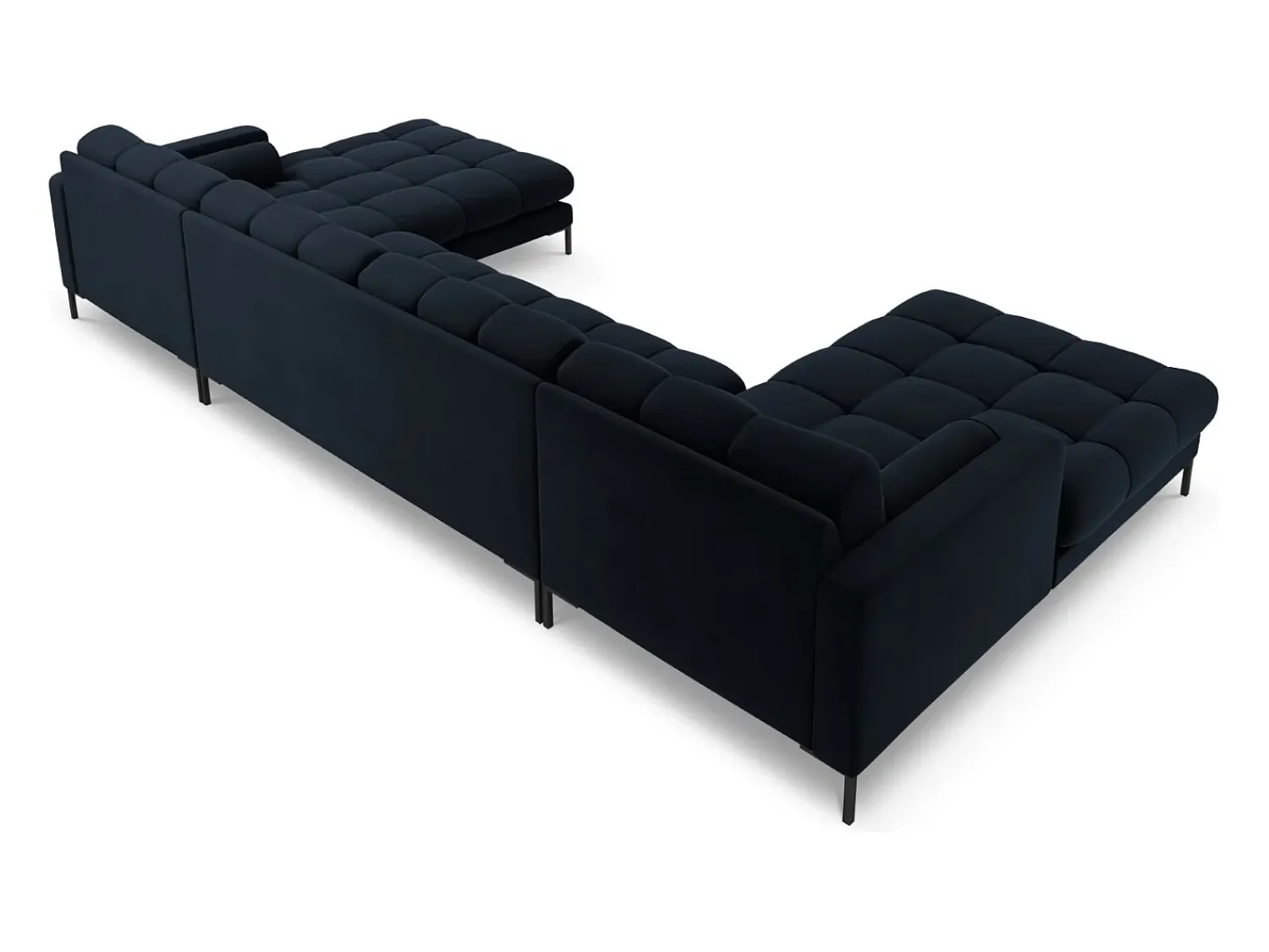 Sale Cosmopolitan Design - Sofá panorâmico "Bali" 7 lugares em veludo - 383x185x75cm Azul escuro