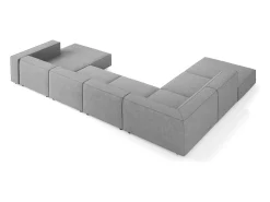 Sofá*Cosmopolitan Design - Sofá de canto panorâmico à esquerda "Arendal" 7 lugares em tecido chenille com efeito canelado cinza escuro - 364x262x70cm Cinza antracite