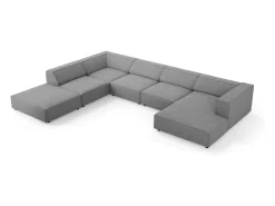 Sofá*Cosmopolitan Design - Sofá de canto panorâmico à esquerda "Arendal" 7 lugares em tecido chenille com efeito canelado cinza escuro - 364x262x70cm Cinza antracite