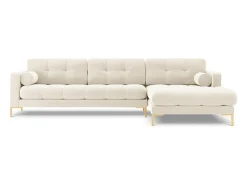 Sofá*Cosmopolitan Design - Sofá de canto direito "Bali" 5 lugares em veludo claro - 293x185x75cm Bege