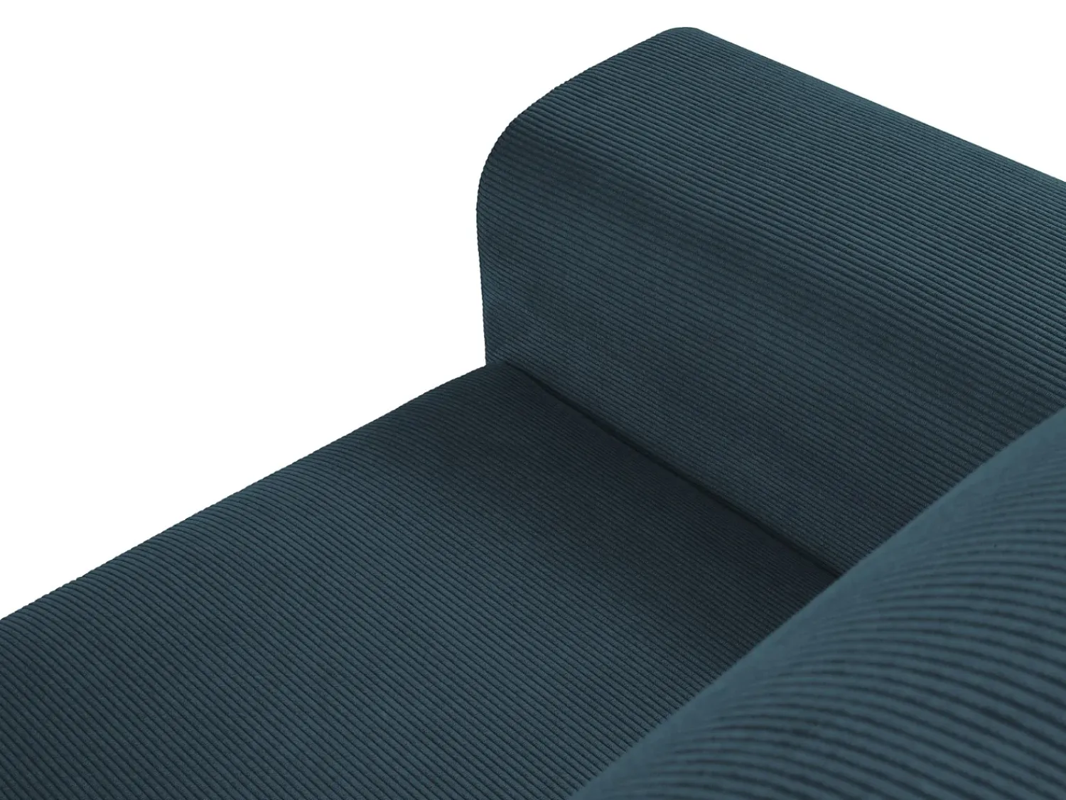 Online Cosmopolitan Design - Sofá convertível de canto direito com caixa de arrumação "Kyoto" 4 lugares em veludo cotelê - 241x145x88cm Azul escuro