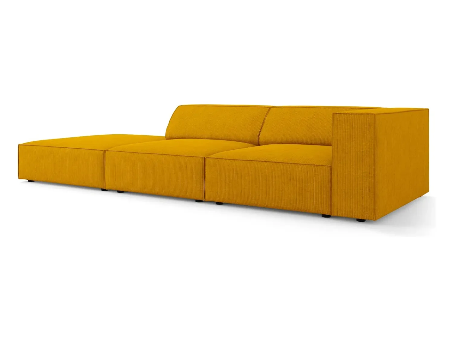 Sofá|Cosmopolitan Design - Sofá esquerdo "Arendal" 4 lugares em tecido chenille com efeito canelado mostarda - 262x102x70cm Amarelo mostarda