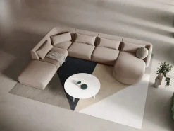 Cosmopolitan Design - Sofá de canto panorâmico à esquerda "Tulum" 6 lugares em veludo - 330x255x70cm^ Sofá