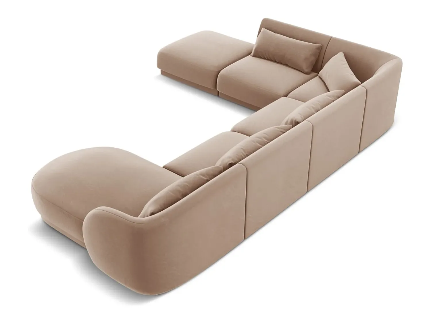 Cosmopolitan Design - Sofá de canto panorâmico à esquerda "Tulum" 6 lugares em veludo - 330x255x70cm^ Sofá
