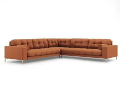 Sofá|Cosmopolitan Design - Sofá de canto simétrico "Bali" 6 lugares em tecido estrutural tijolo - 256x256x75cm Terracota