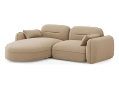 Hot Cosmopolitan Design - Sofá modular de canto esquerdo "Sydney" 3 lugares em veludo areia - 230x165x70cm Camel