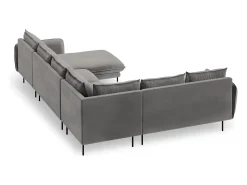 New Cosmopolitan Design - Sofá de canto panorâmico à esquerda "Vienna" 7 lugares em veludo cinza claro - 330x235x95cm Cinzento claro