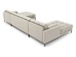 Outlet Cosmopolitan Design - Sofá panorâmico "Bali" 7 lugares em tecido estrutural - 383x185x75cm Bege