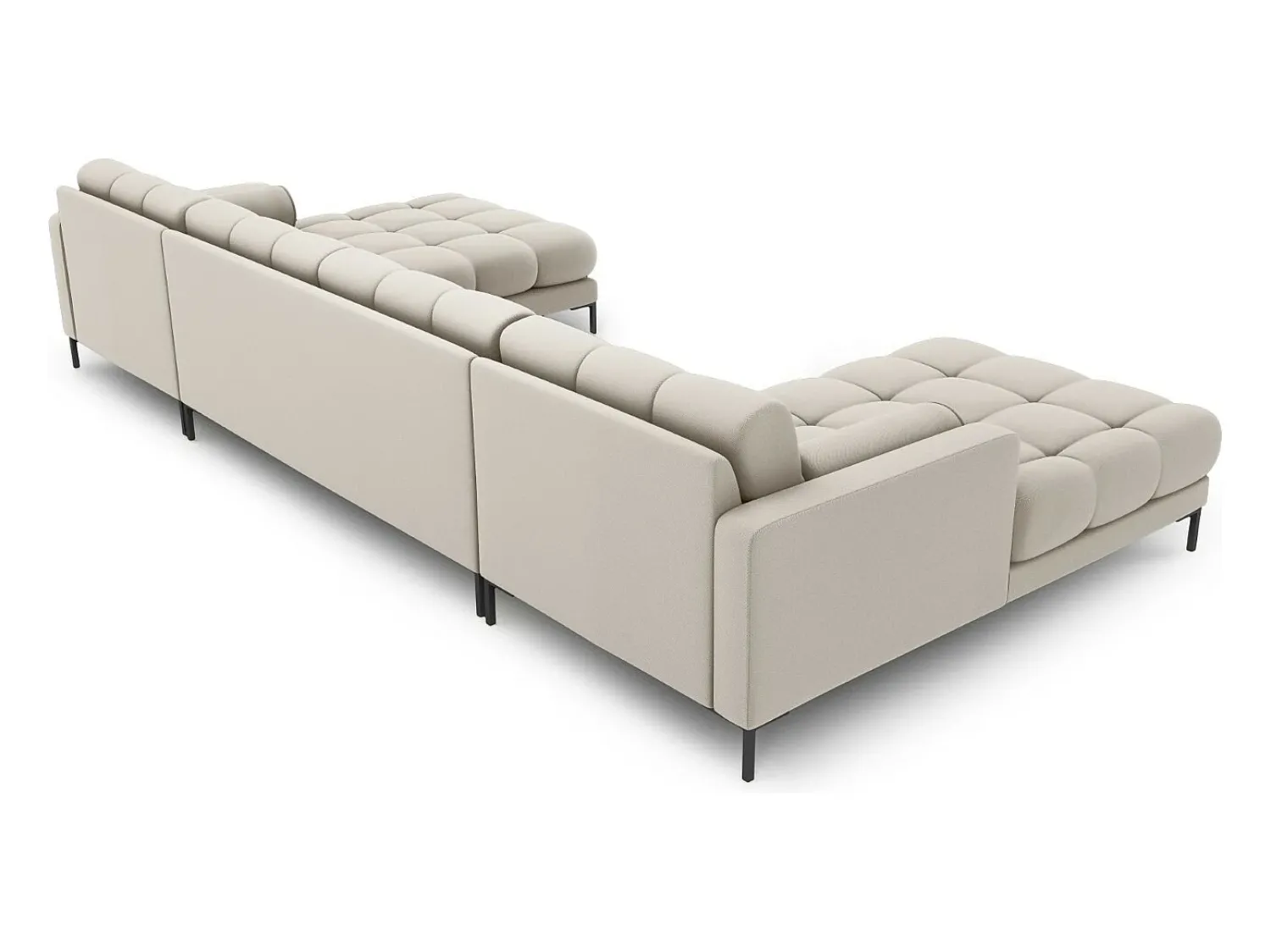 Outlet Cosmopolitan Design - Sofá panorâmico "Bali" 7 lugares em tecido estrutural - 383x185x75cm Bege
