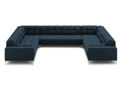 Sofá*Cosmopolitan Design - Sofá panorâmico "Bali" 9 lugares em tecido estrutural - 327x256x75cm Azul