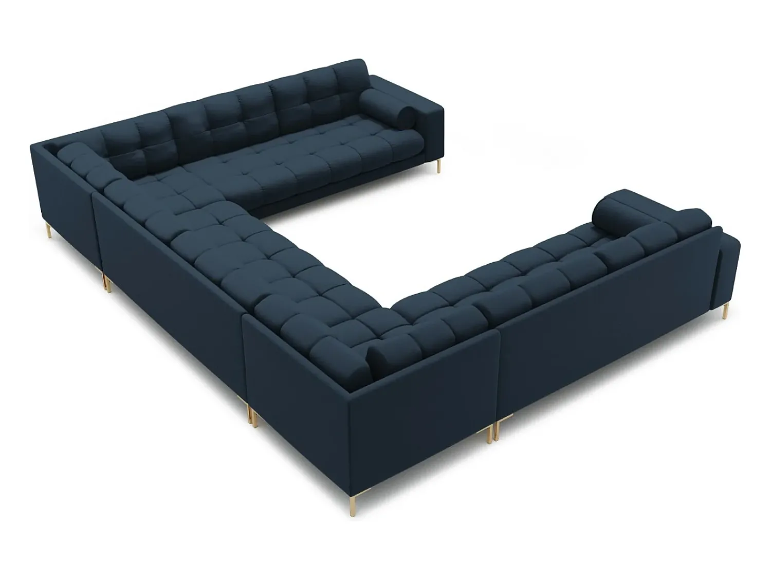 Sofá*Cosmopolitan Design - Sofá panorâmico "Bali" 9 lugares em tecido estrutural - 327x256x75cm Azul
