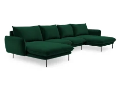 Sofá|Cosmopolitan Design - Sofá panorâmico "Vienna" 6 lugares em veludo verde garrafa - 350x170x95cm Verde pinho