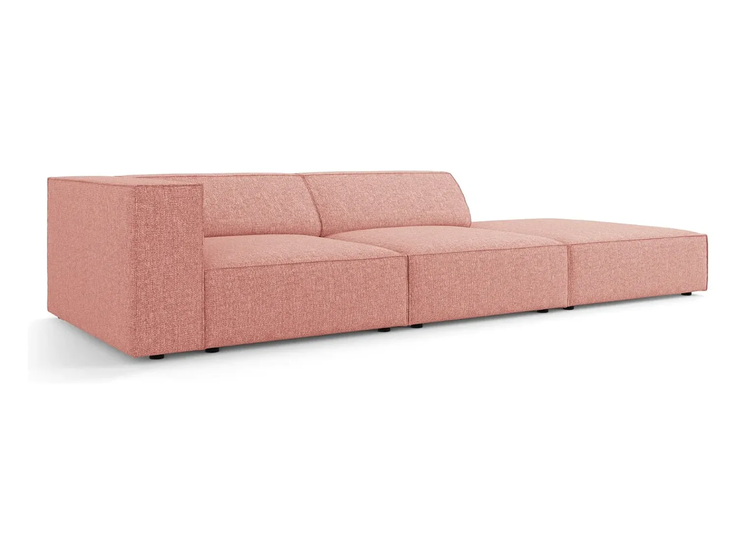 Sofá*Cosmopolitan Design - Sofá direito "Arendal" 4 lugares em tecido chenille - 262x102x70cm Rosa