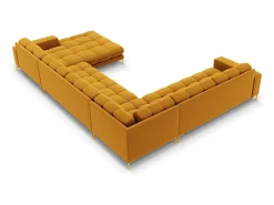 Hot Cosmopolitan Design - Sofá de canto panorâmico à esquerda "Bali" 7 lugares em veludo - 327x256x75cm Amarelo