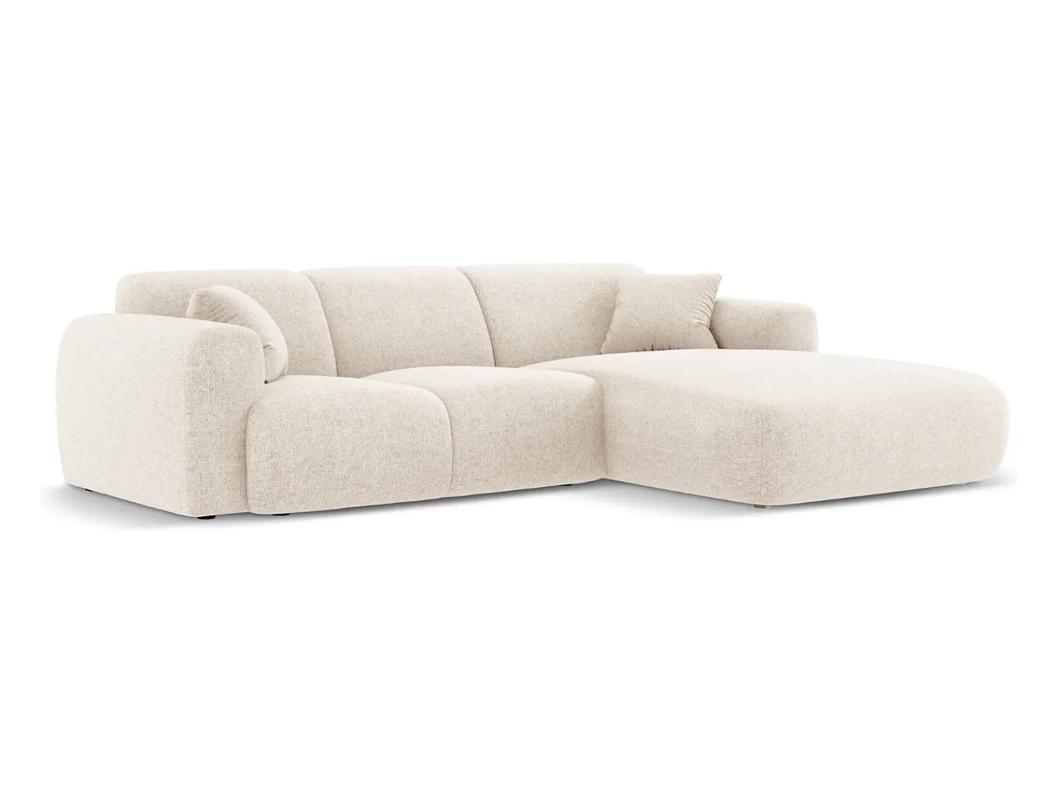 Sofá|Cosmopolitan Design - Sofá de canto direito "Nolio" 4 lugares em tecido chenille claro - 260x170x72cm Bege