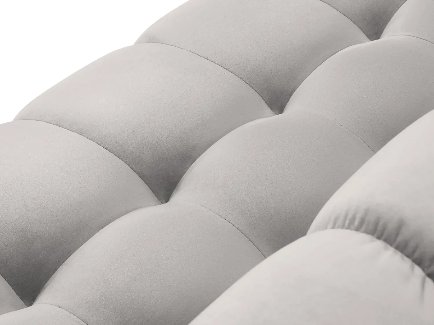 New Cosmopolitan Design - Sofá panorâmico "Bali" 7 lugares em veludo prata - 383x185x75cm Prateado