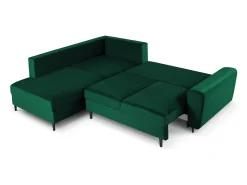 Sofá|Cosmopolitan Design - Sofá convertível de canto esquerdo com caixa de arrumação "Kyoto" 5 lugares em veludo verde garrafa - 243x194x88cm Verde pinho