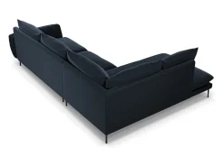 Online Cosmopolitan Design - Sofá de canto esquerdo "Vienna" 6 lugares em veludo - 275x185x95cm Azul escuro
