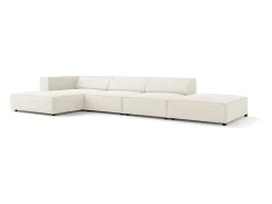Sofá|Cosmopolitan Design - Sofá de canto esquerdo "Arendal" 5 lugares em tecido chenille com efeito canelado - 341x166x70cm Marfim