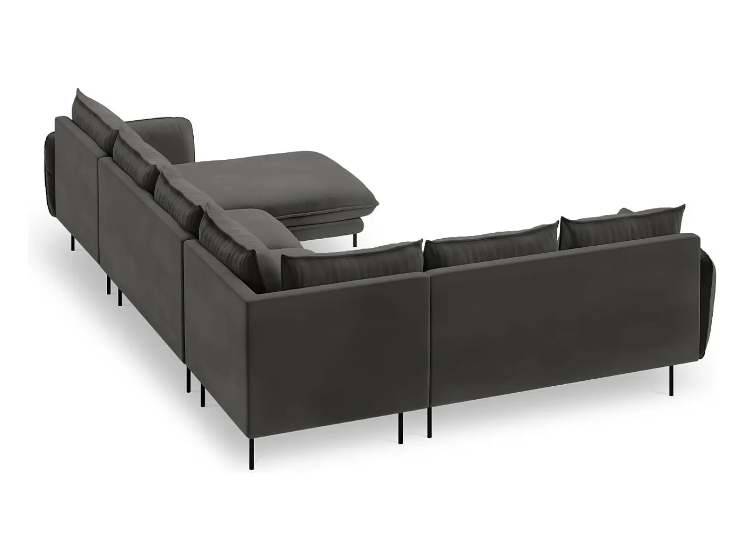 New Cosmopolitan Design - Sofá de canto panorâmico à esquerda "Vienna" 7 lugares em veludo cinza escuro - 330x235x95cm Cinza antracite