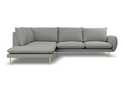 Outlet Cosmopolitan Design - Sofá de canto esquerdo "Vienna" 6 lugares em tecido bouclé cinza - 275x185x95cm Cinzento