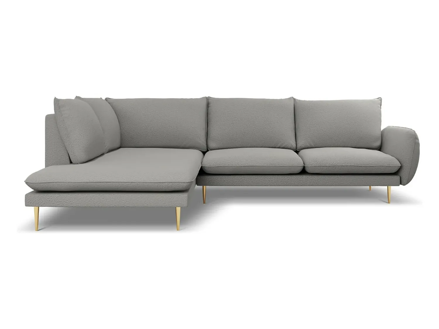 Outlet Cosmopolitan Design - Sofá de canto esquerdo "Vienna" 6 lugares em tecido bouclé cinza - 275x185x95cm Cinzento